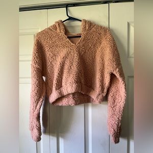 Cropped V neck hoodie